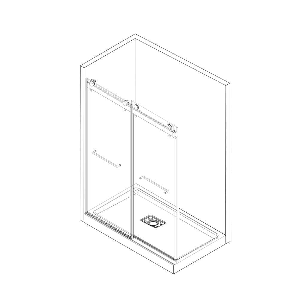 60 in Brushed Silver Frameless Double Sliding Shower Door