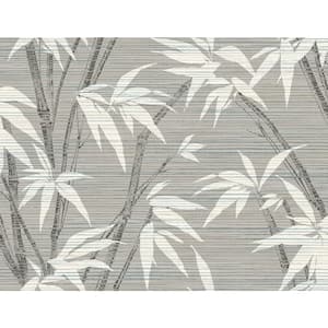 60.75 sq. ft. Alloy Grey Bamboo Tropics Paper Unpasted Wallpaper Roll