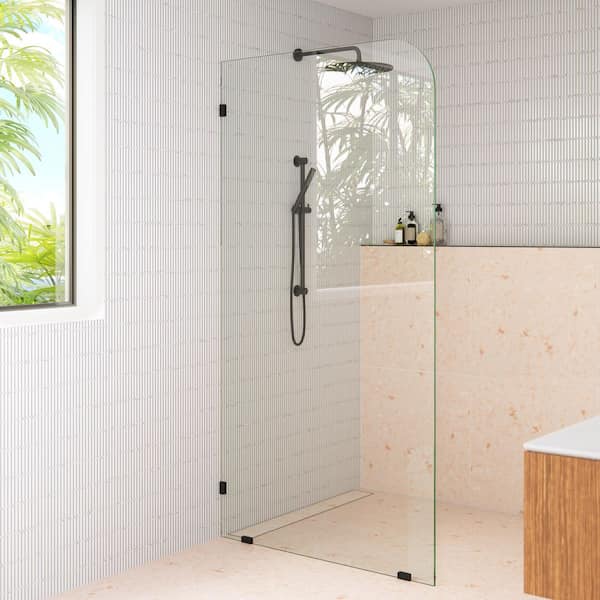 40 in. x 78 in. Fixed Frameless Shower Door - Single Panel Radius