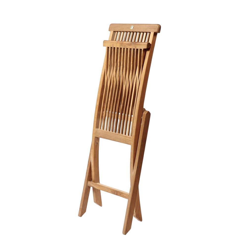 Honey Teak Wood Folding Dining Chair with Curved Backrest