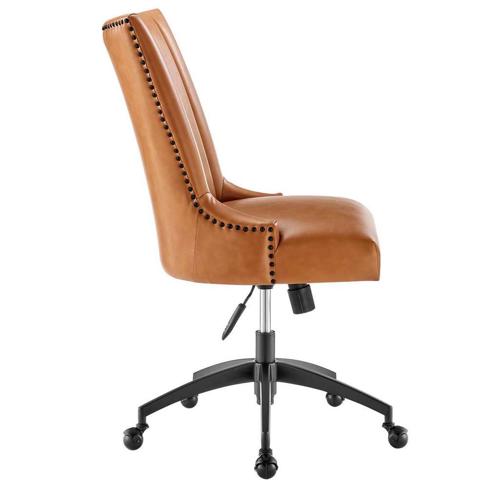Empower Tufted Vegan Leather Swivel Office Chair in Black Tan