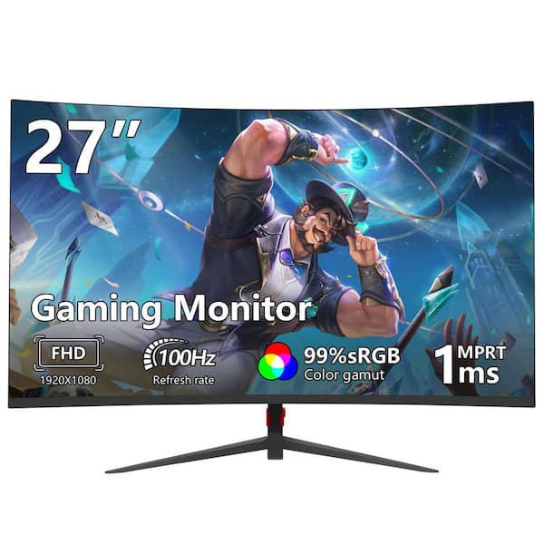 27 inch Curved Gaming Monitor Full HD 1080p, 100Hz, HDR, 99% sRGB, 1800R, VESA Compatible, HDMI, VGA, Blue Light Filter