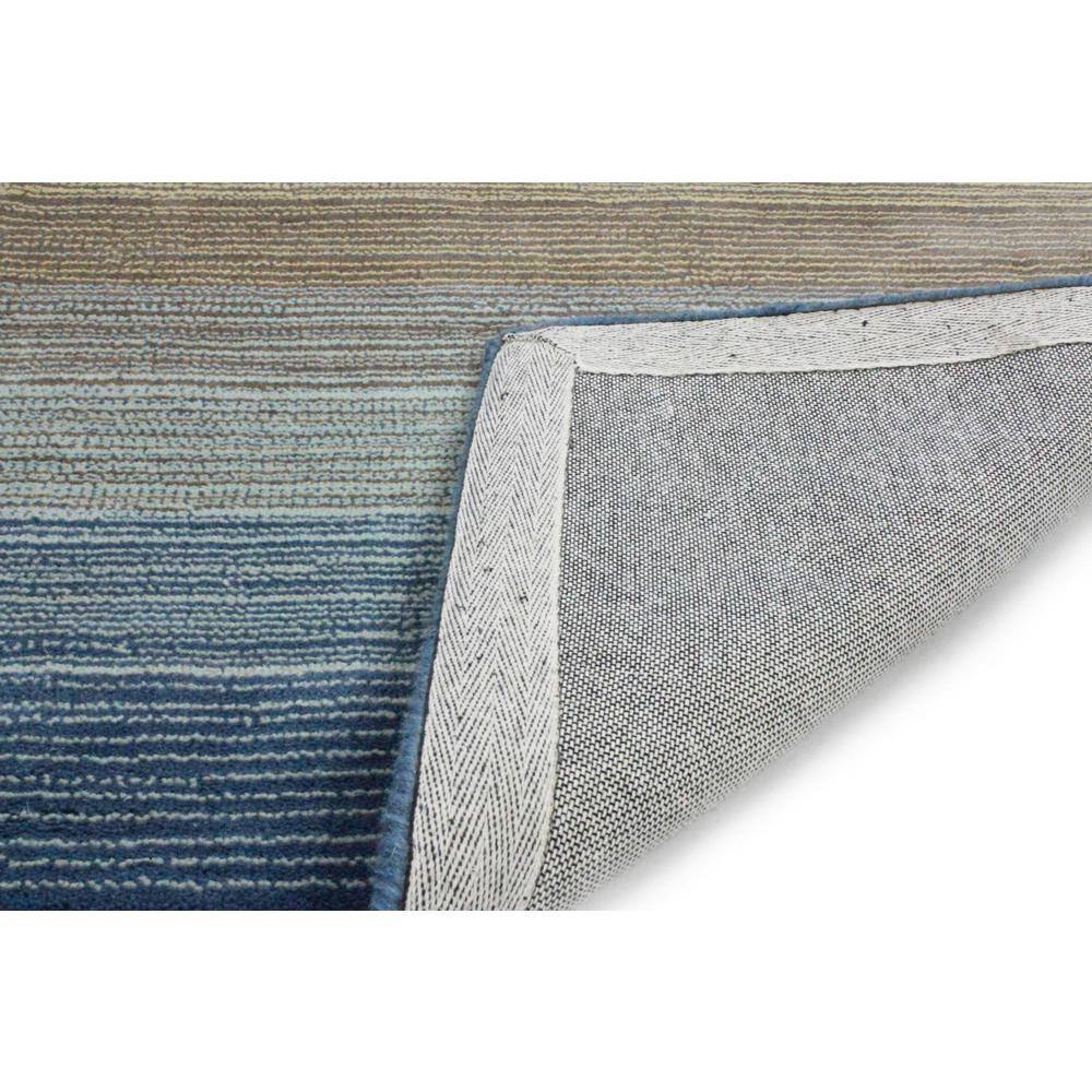 Handmade Light Blue and Brown Wool Striped Area Rug, 5' x 7'