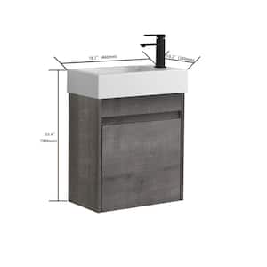 Plywood Rectangular Vessel Sink Bathroom Vanity With Single Sink Soft Close Doors 18 in. in Grey