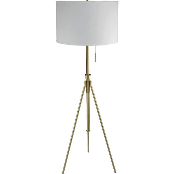 72 in. Brushed Gold Modern 1-Light Smart 1-Way (On/Off) Standard Floor Lamp for Living Room with Linen Drum Shade