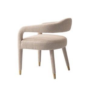 Aspen Modern Gold Dust Tweed Upholstered Dining Armchair Set of 2