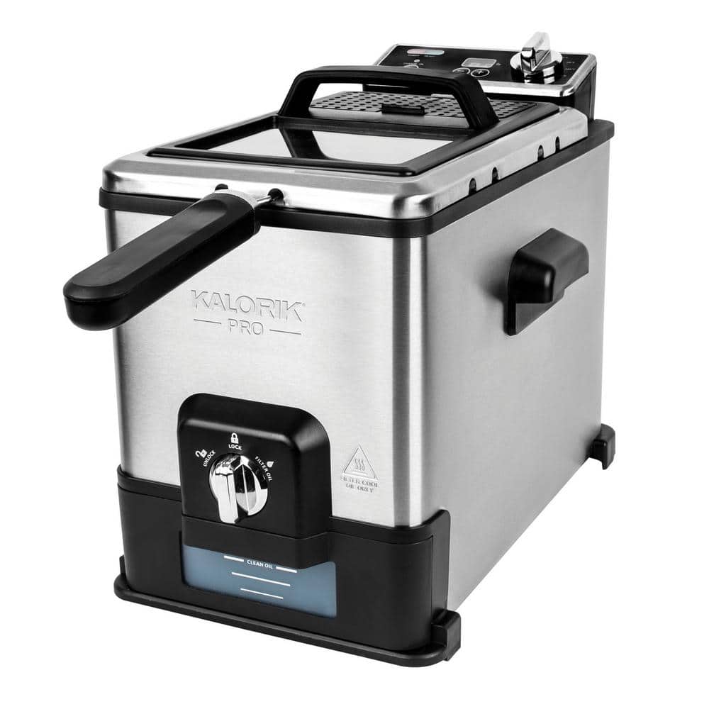kalorik® pro 4.2 quart triple-basket deep fryer with oil filtration