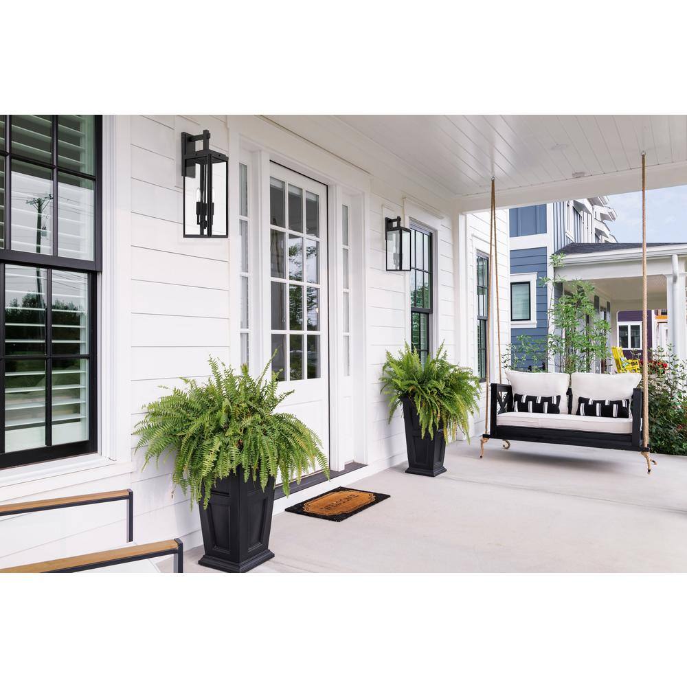 Matte Black Glass 3-Light Outdoor Pendant