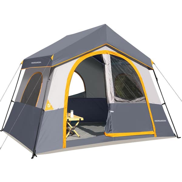 Sudzendf 12 ft. x 9 ft. Gray Outdoor 6 Person Camping, Portable Easy Set Up Family Tent for Hiking, Backpacking, Traveling