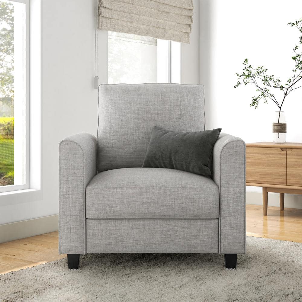 Jorden Light Gray Polyester Upholstered Accent Chair with Dark Wood Legs