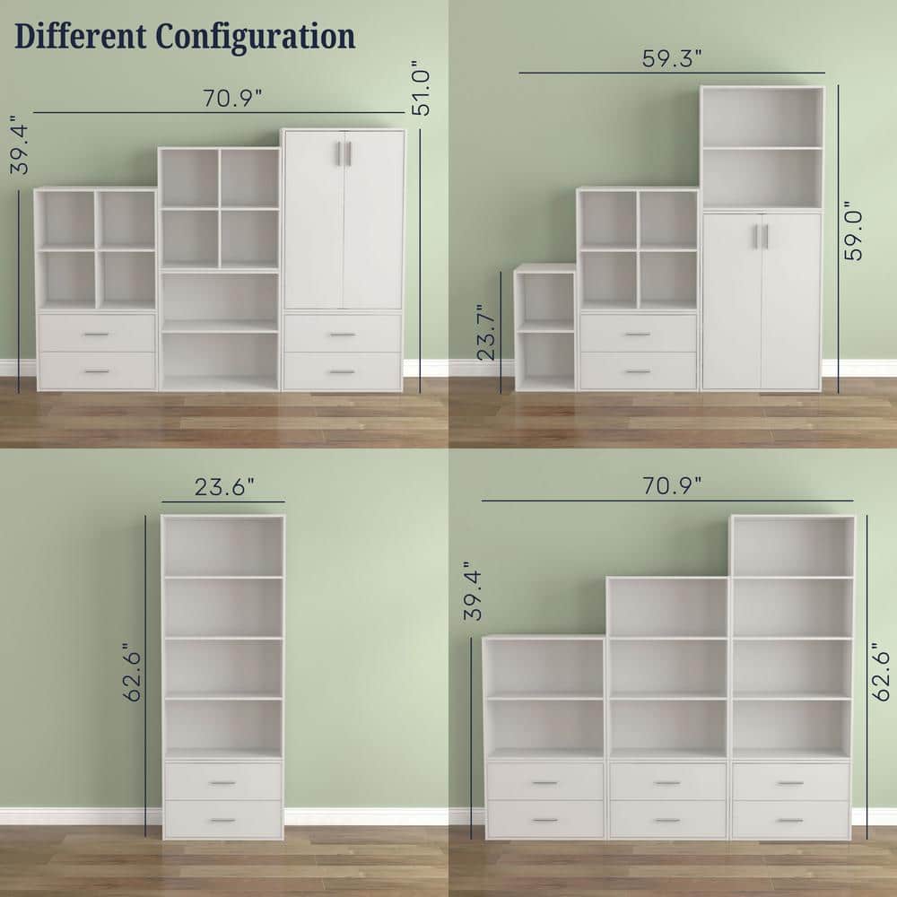 White Stackable 3-Tier Wood Cube Storage Bookcase