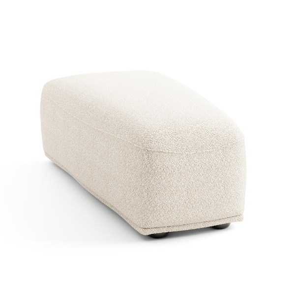 Fairwind 24 in. Armless Boucle Fabric Curved Modular Ottoman Sofa in Beige