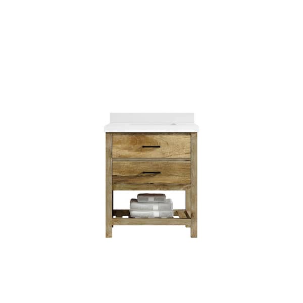 Willow Collections Parker Mango 30 in. W x 22 in. D x 36 in. H Single Sink Bath Vanity in Natural Mango with 2 in. White Quartz Top