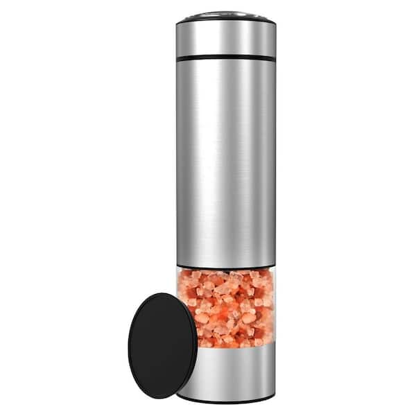 Electric Salt and Pepper Grinder Set with Adjustable Coarseness, Stainless Steel, Automatic Operation, LED Light