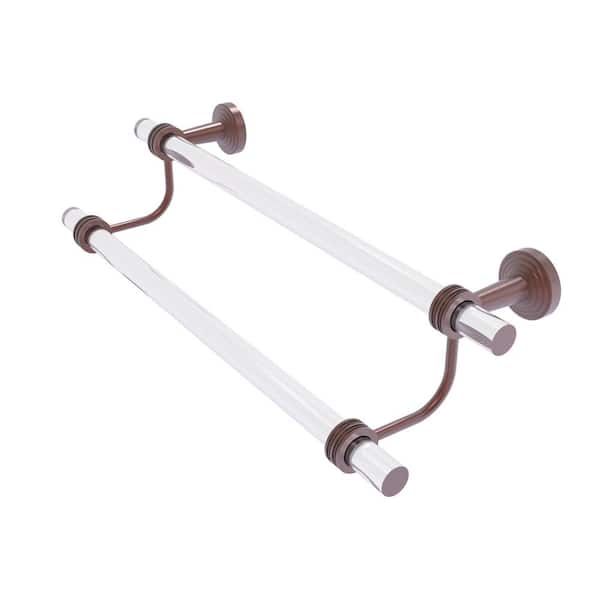 Allied Brass Pacific Beach Collection 36 in. Wall Mounted Double Towel Bar with Dotted Accents in Antique Copper