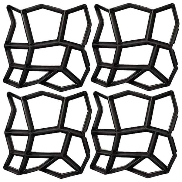 4 Pack 13 x 13 x 1.4 in. Concrete Path Maker Mold Stone Paver for Patio Lawn Garden
