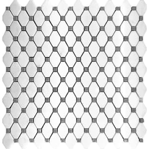 White 4 in. x 5 in. Octagon Polished Marble Mosaic Tile Sample (0.13 sq. ft./Piece)