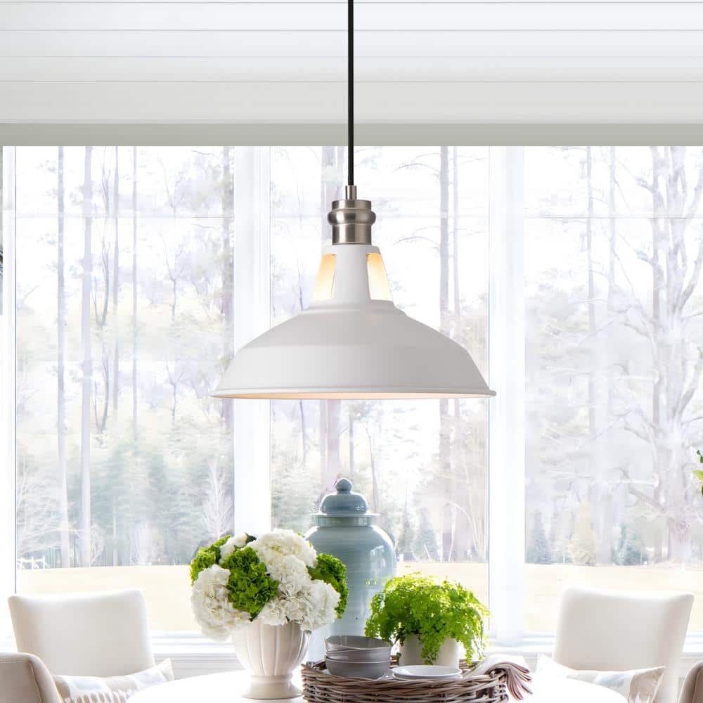 LANSEKI Emerson Modern 1-Light Matte White Dimmable Pendant Light