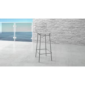 Madeline 28 in. Charcoal Grey and White Metal Barstool