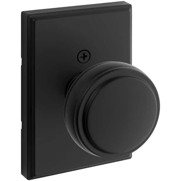 Sora Matte Black Half Dummy 2.19 in. Rectangle Rose Round Door Knob