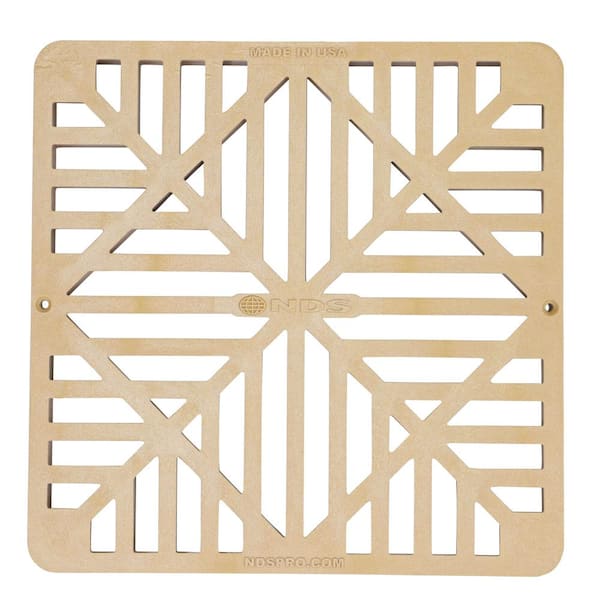 9 in. Square Catch Basin Drain Grate, Sand Plastic
