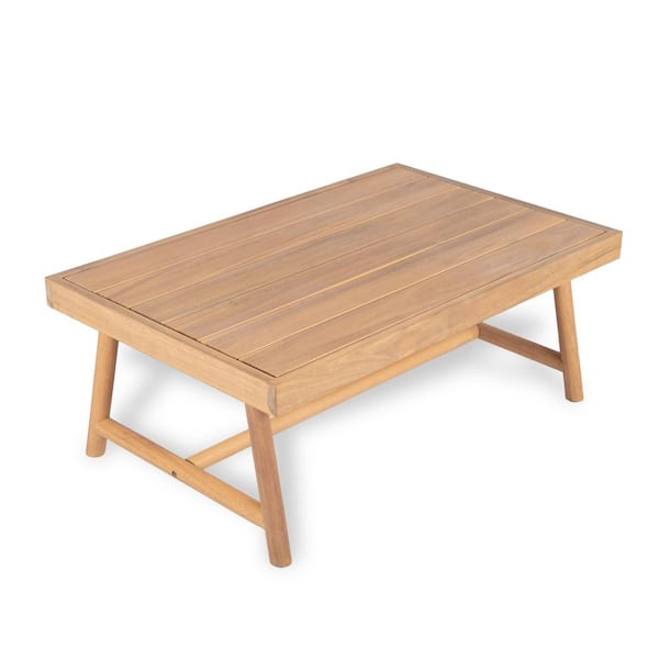 1-Piece 35.5 in. W x 22.5 in. D x 14 in. H Teak Acacia Wood Outdoor Coffee Table, Patio Rectangle Table for Parties