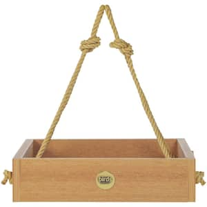 Modern Farmhouse Small Hanging Platform Feeder in Natural Teak