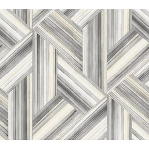 60.75 sq. ft. Cove Gray and Carrara Geo Inlay Paper Unpasted Wallpaper Roll