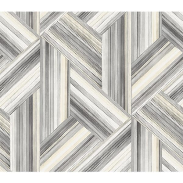 Seabrook Designs 60.75 sq. ft. Cove Gray and Carrara Geo Inlay Paper ...