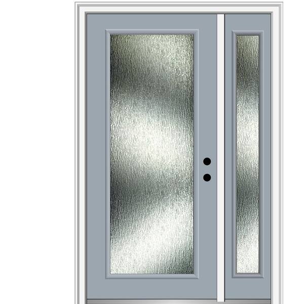MMI Door 48 in. x 80 in. Left-Hand Inswing Rain Glass Storm Cloud Fiberglass Prehung Front Door on 4-9/16 in. Frame