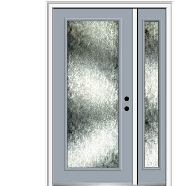 MMI Door 48 in. x 80 in. Left-Hand Inswing Rain Glass Storm Cloud Fiberglass Prehung Front Door on 6-9/16 in. Frame