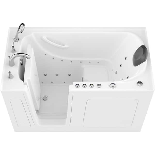 Universal Tubs Safe Premier 59.6 in. x 60 in. x 32 in. Left Drain Walk-in Air and Whirlpool Bathtub in White