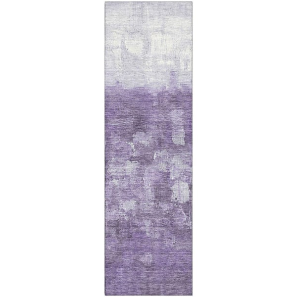 Mayfield Premium Machine Washable Abstract AMF2119 Purple 2 ft. x 7 ft. Runner Rug