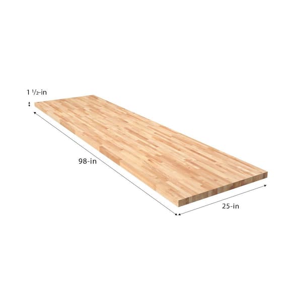 8 ft. L x 25 in. D Unfinished Maple Solid Wood Butcher Block Countertop With Square Edge