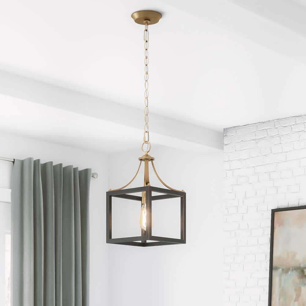 Hampton Bay Boswell Quarter 9-1/4 in. 1-Light Vintage Brass