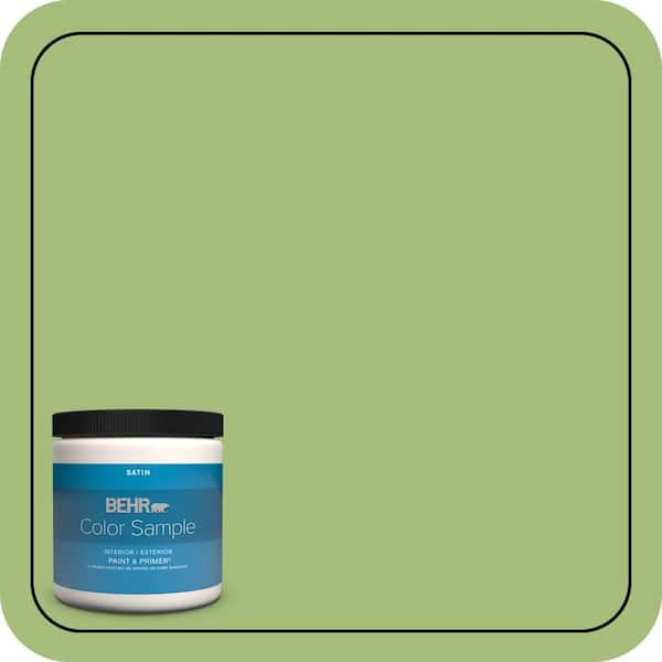 BEHR PREMIUM PLUS 8 oz. #P370-5 Lazy Caterpillar Satin Enamel Interior/Exterior Paint & Primer Color Sample