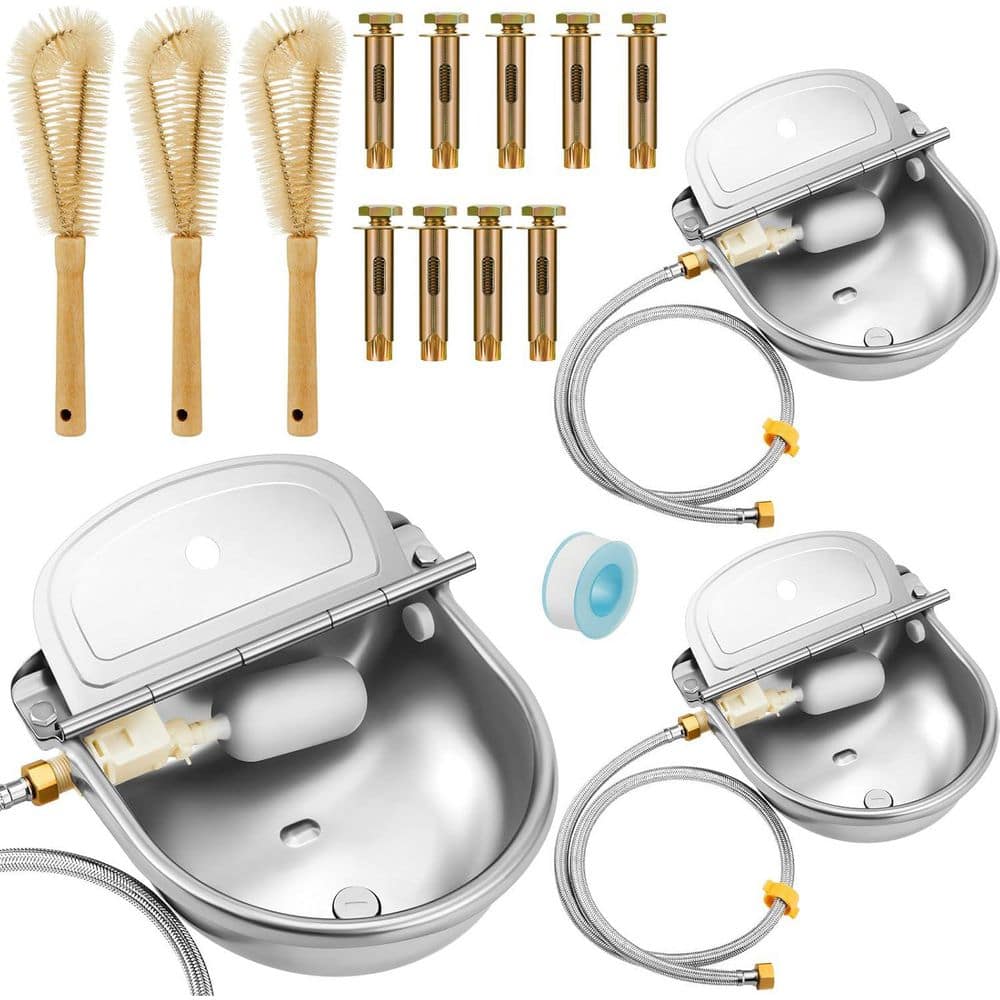 3 Set Automatic 4L/135 oz. Stainless Steel Animal Drinking Water Bowl with Float Valve Dispenser Kits for Dogs price history on PriceWatchPro