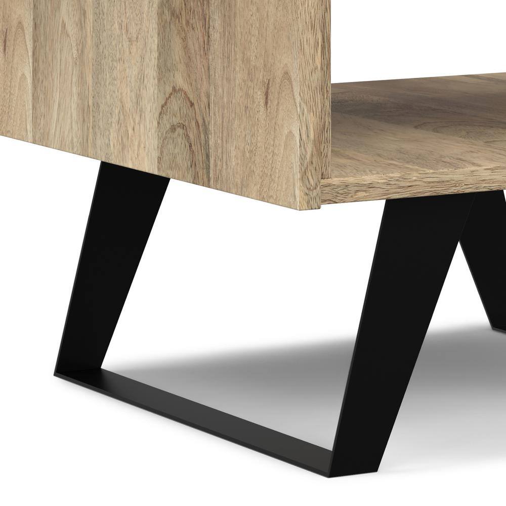 Natural Mango Wood and Metal End Table with Storage