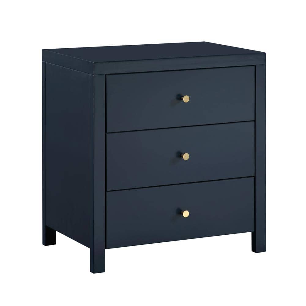 Nolan Midnight Blue 3-Drawer Wood Nightstand