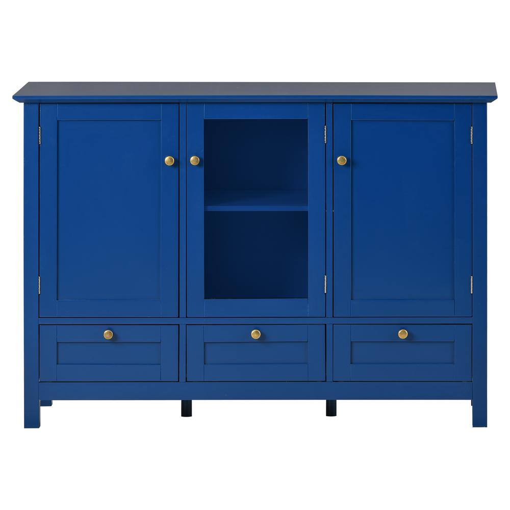 44.9 in. W x 14.8 in. D x 31.1 in. H Blue Bathroom Storage Linen Cabinet wi
