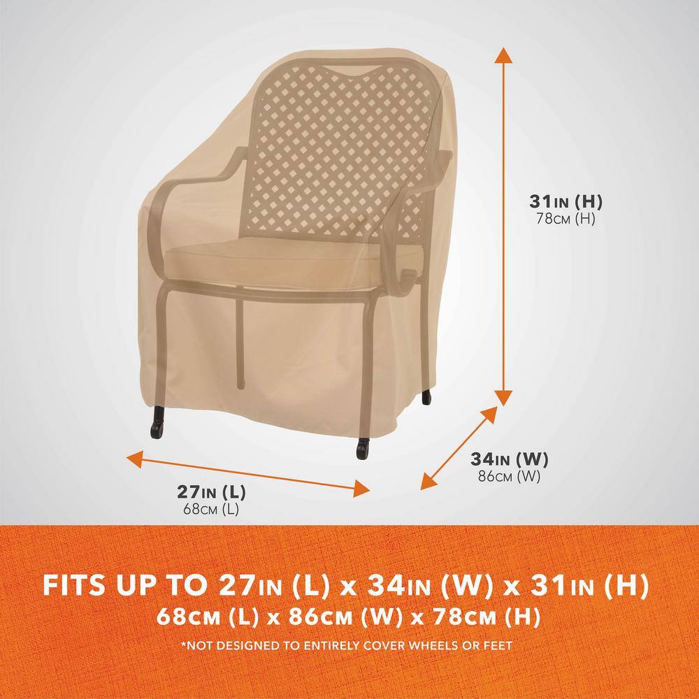 Khaki Weather-Resistant Patio Chair Covers, 27" x 34" x 31", Set of 2