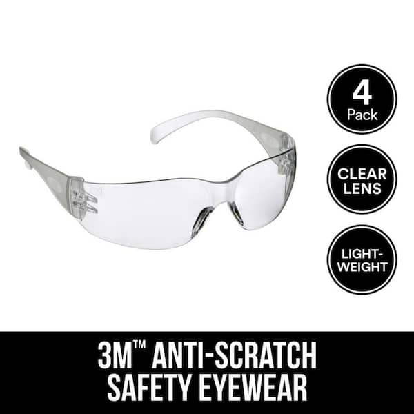 3M Clear Frame with Clear Lenses Indoor Safety Glasses (4-Pack) (Case of 10)