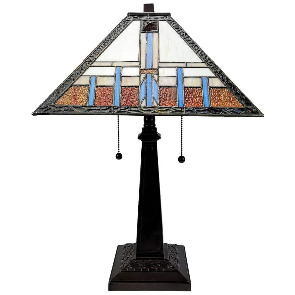 Amora 21'' Bronze Tiffany Style Stained Glass Table Lamp