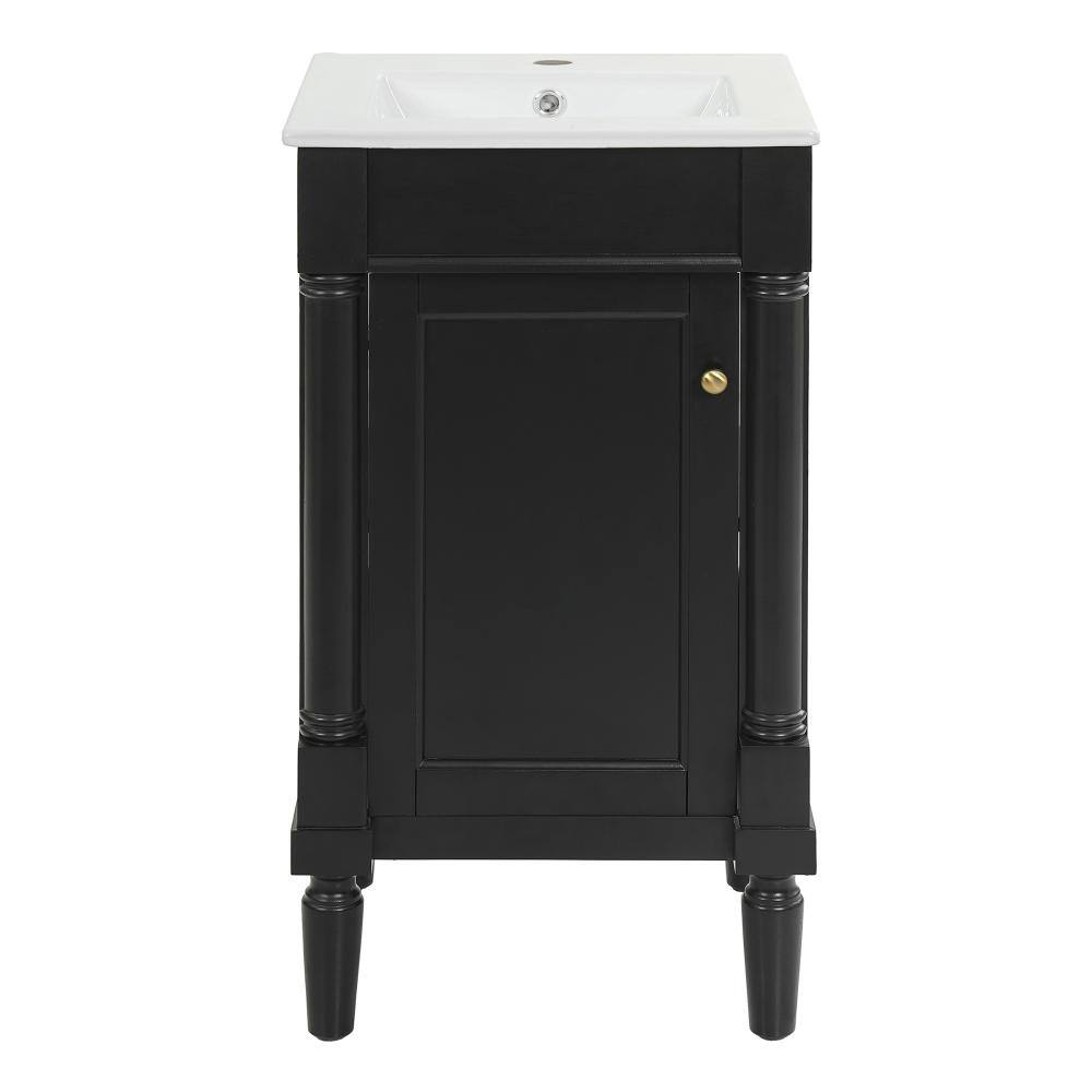 18 in. W Single Sink Freestanding Bath Vanity in Black with White Ceramic Top Unassembled price history on PriceWatchPro