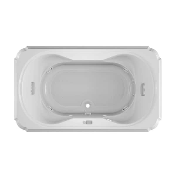JACUZZI MARINEO Salon Spa 72 in. x 42 in. Rectangular Combination Bathtub with Center Drain in White