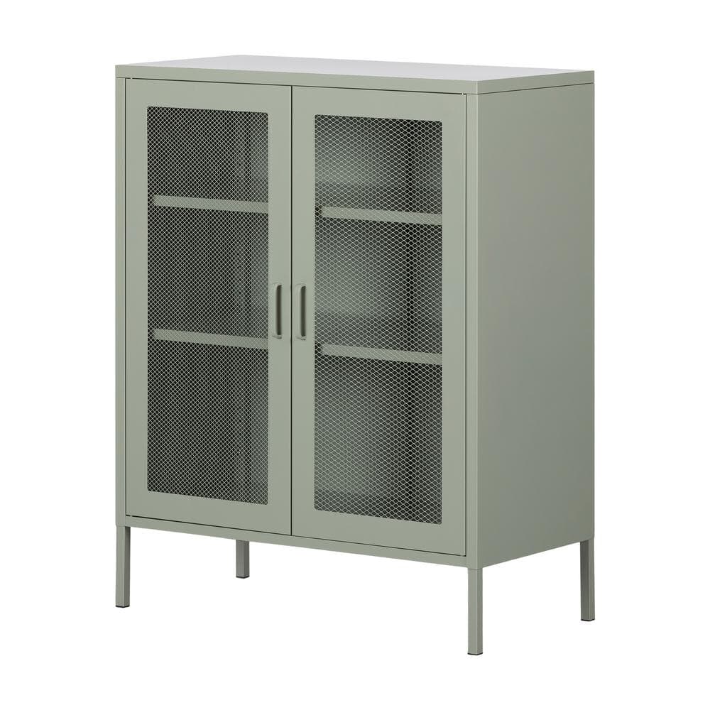South Shore Crea Metal Mesh 2-Door Accent Cabinet, Sage Green 13078 ...