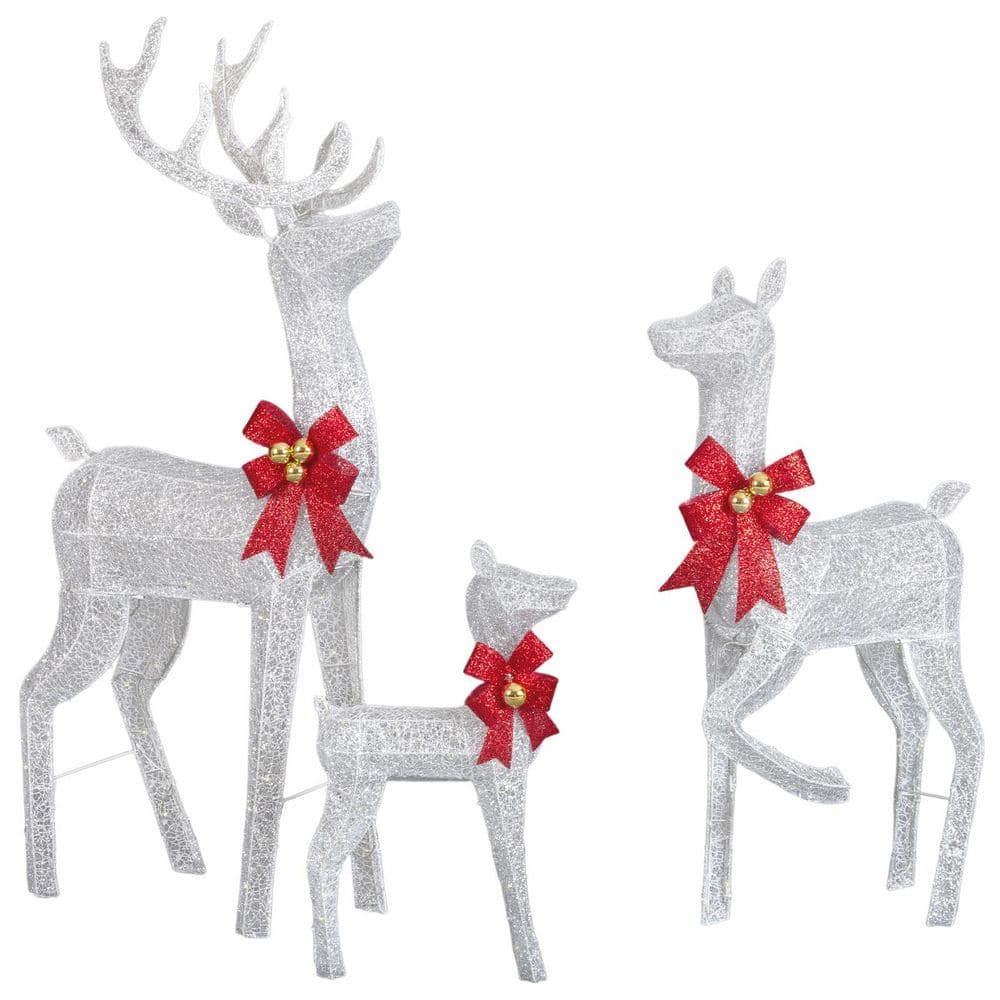 60 in. Set of 3 Weather Proof Silver Sparkling Reindeer Family Christmas Yard Decor price history on PriceWatchPro