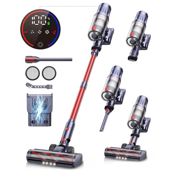 600W Bagless Cordless Stick Vacuum w 50KPA Suction 65min Runtime Self-Standing Anti-Tangle Brush for Floors Carpets Pets
