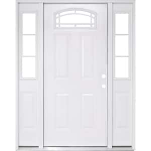 72 in. x 80 in. Element Series Camber Top Primed White Steel Prehung Front Door w/ 16 in. 3 Lite Sidelites LH