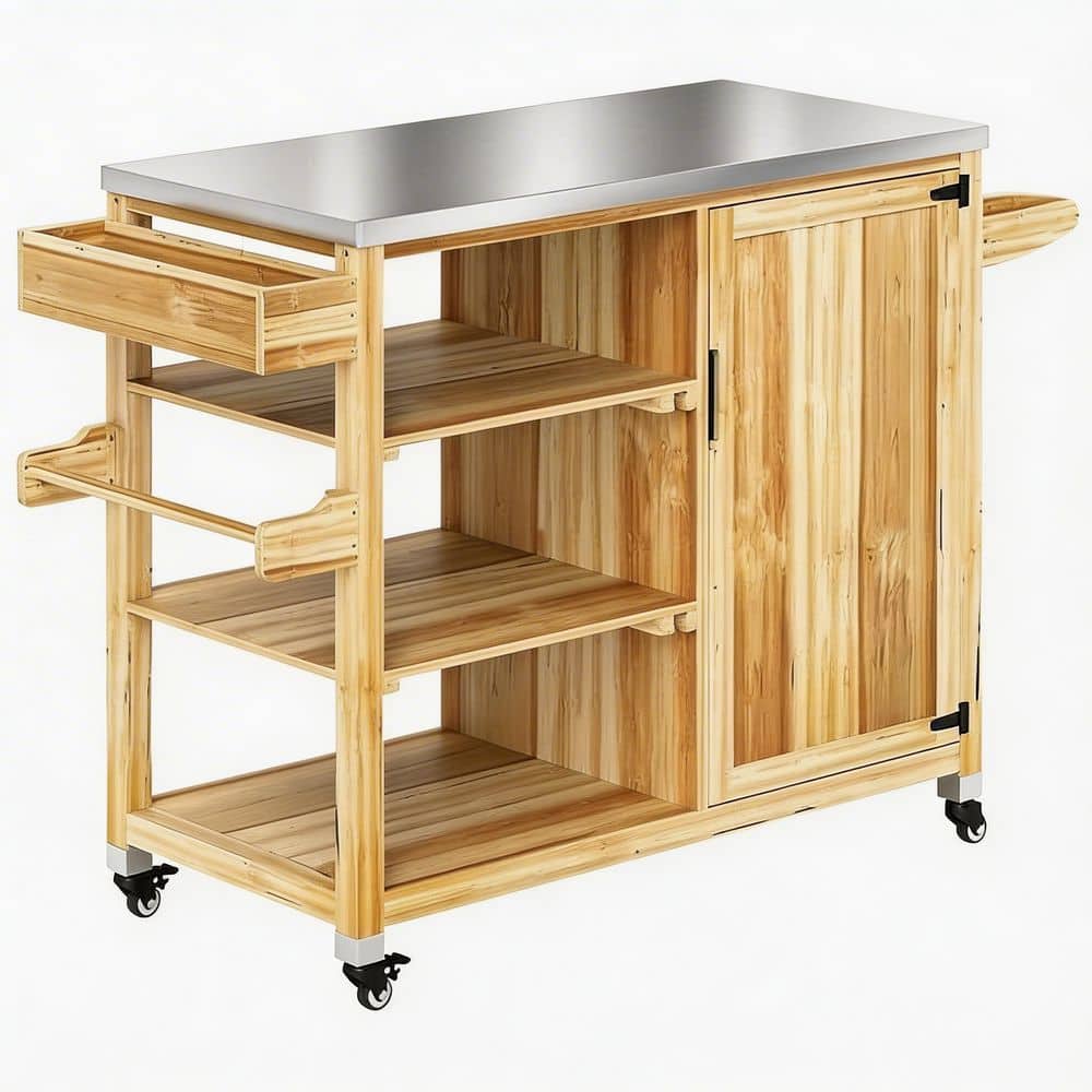 Versatile Storage Series with Stainless Steel Top Solid Wood Outdoor Kitchen Island on Wheels Deck Box price history on PriceWatchPro